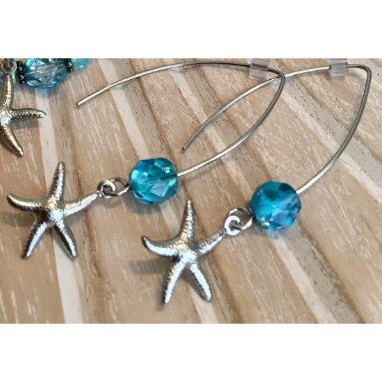 Boucles d'oreilles turquoises étoile de mer
